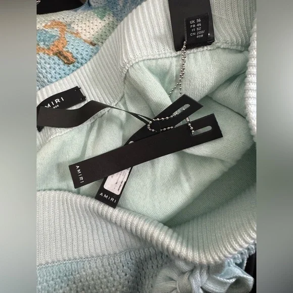 NWT Amiri Paradise Crochet Shorts in Cerulean